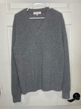 Alex Mill Mens V-Neck Sweater 100% Cashmere In Heather Grey Sz M